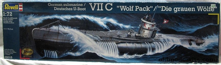 Revell 1/72 German Submarine U-boat Type VIIC Wolf Pack - U-69 / U-82 / U-203 / U-253 / U-552 Late or Early, 05015 plastic model kit